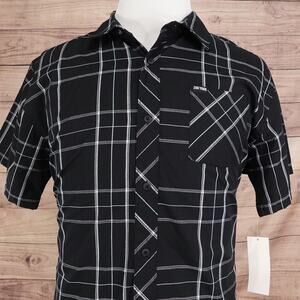New! Zoo York Shirt Mens XL Black Plaid Short Sleeve Button Front Woven Skate